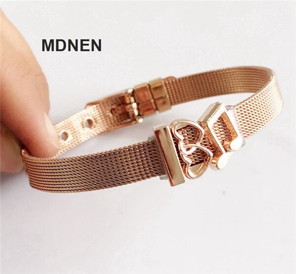 Rvs Keeper Mesh Armband met 3 pcs "I LOVE MUSIC" Slide Charms, Keeper Armbanden, DIY Sieraden
