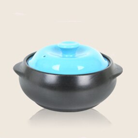 Casserole en céramique avec couvercle jaune, ustensile de cuisine domestique, 0,5 l: blue