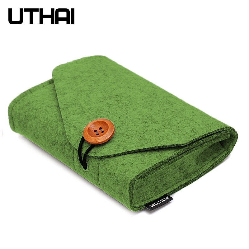 UTHAI T29 Portable 2.5&#39;HDD Case Storage Bag For Macbook Charger Mouse Mobile Power Bank Earphone Digital Accessories Protect Bag: T29-Green