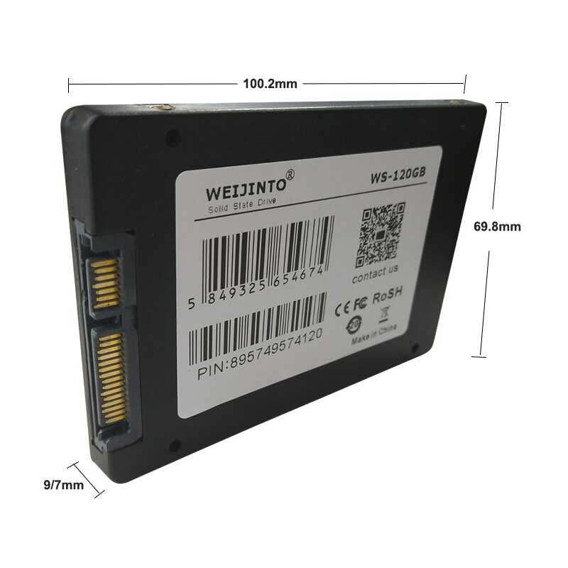 WEIJINTO SSD 120GB 2,5 Interne Festplatte Disc Interne Solid State Drive 2,5 "120 GB SSD 128GB & USB3.0 zu 22pin sata3 adapter