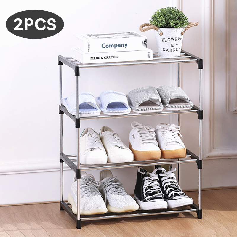 3/4 Schuhregal, mehrschichtiges und platzsparendes Schuhregal für einfache Aufbewahrung und Aufbewahrung Ich bin Haushalt, drei und vierlagige Schuhregale: Dunkelgrau