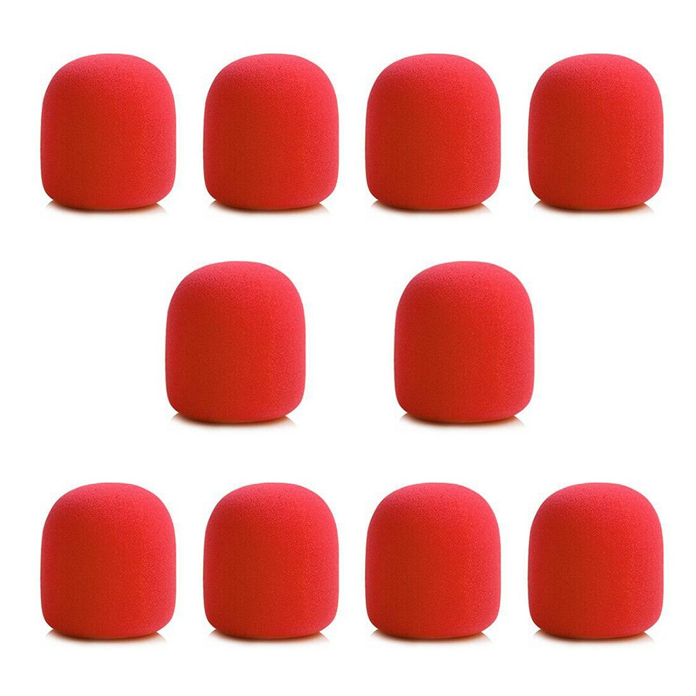 10Pcs Microphone Foam Cover Handheld Stage Windscreen Sponge Cover Foam Protective Cap for KTV DJ Mic Sleeve: Red