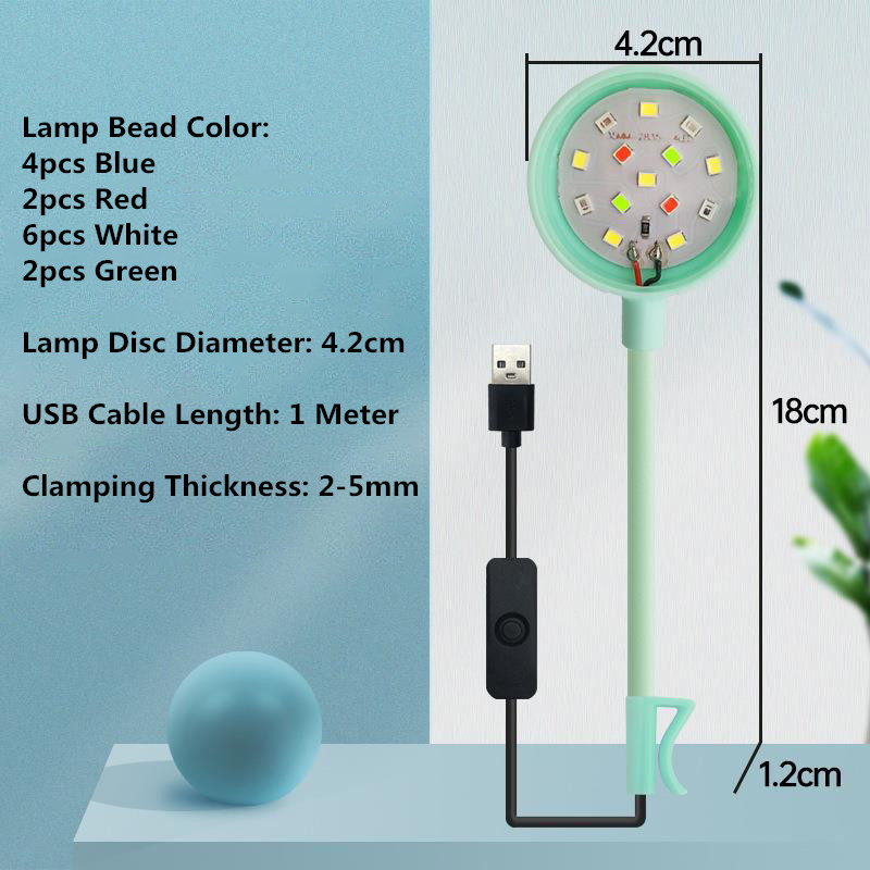 Luz LED USB para acuario, 3W, 5V, impermeable, iluminación para pecera, lámpara subacuática para peces, decoración de acuarios, lámpara para plantas, Mini luz para pecera: Gris