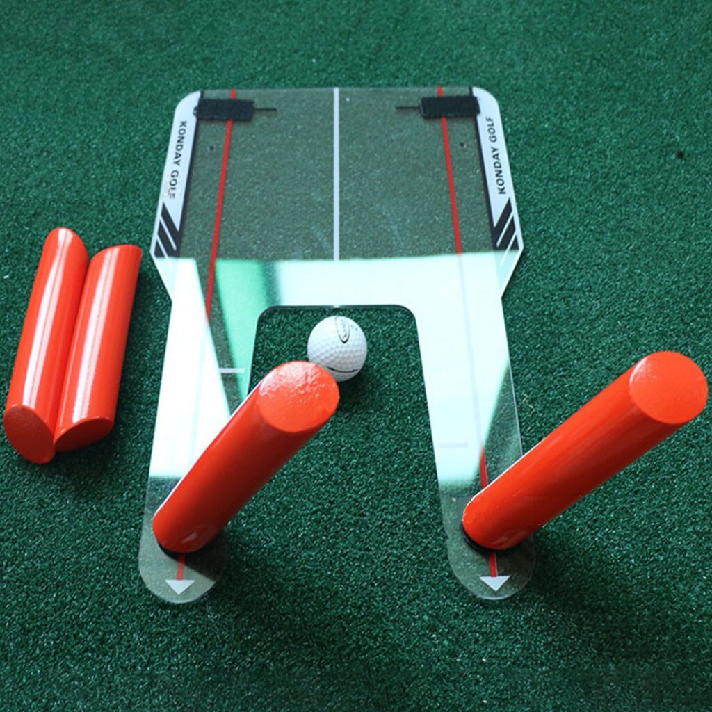 Solid golfputting träningsspegel svängtränare med bärväska gratis klubbborste