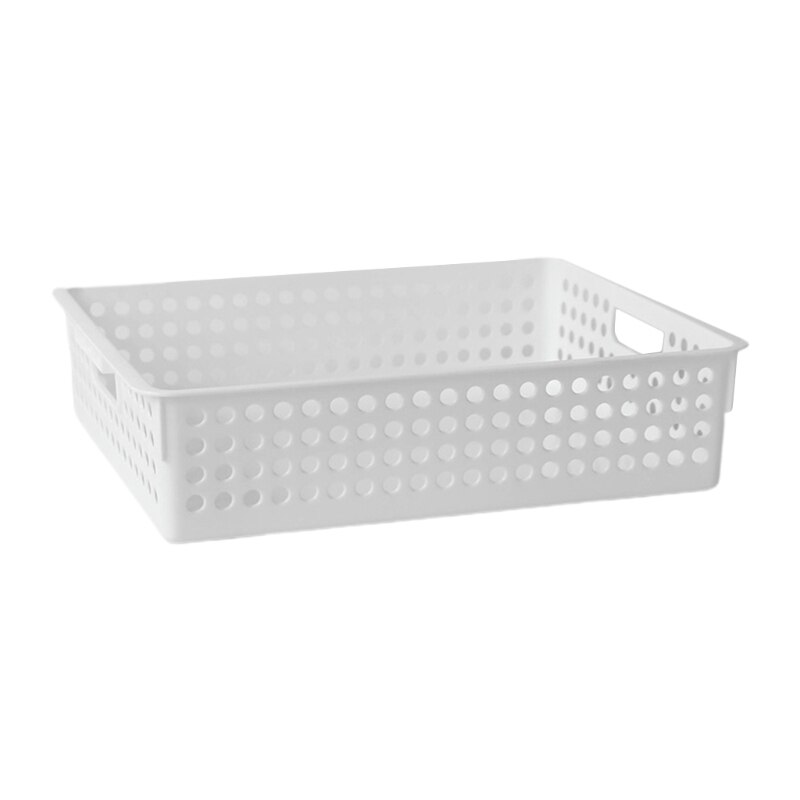Plastic Storage Basket File Tray Tabletop A4 Document Magazine Organizer with Handles for Home Office Pantry: white