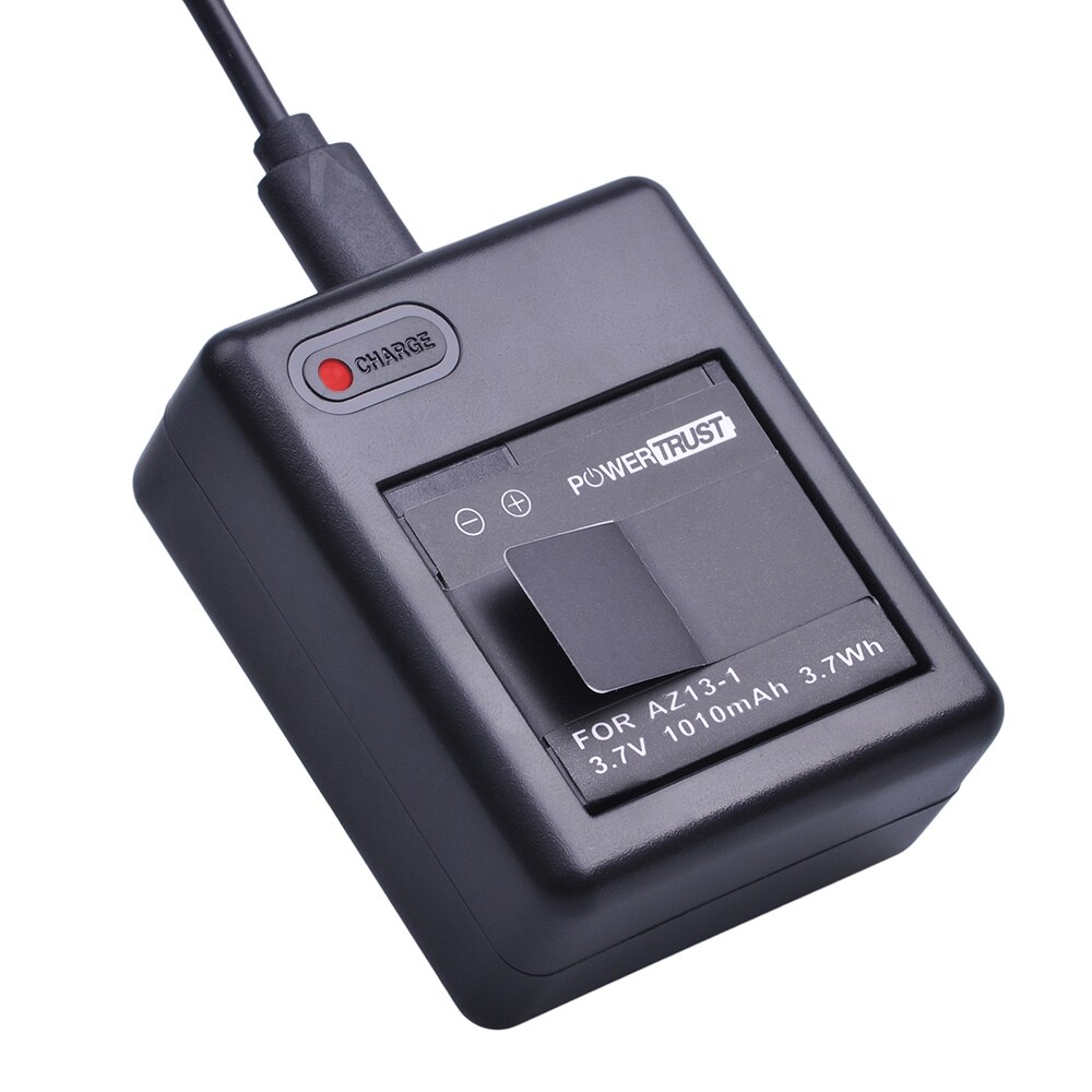 Powertrust 1010 mah  az13-1 az13 oppladbart batteri til xiaomi  yi 1 actionkamera  az13 1 batterier: 1 batteri og lader