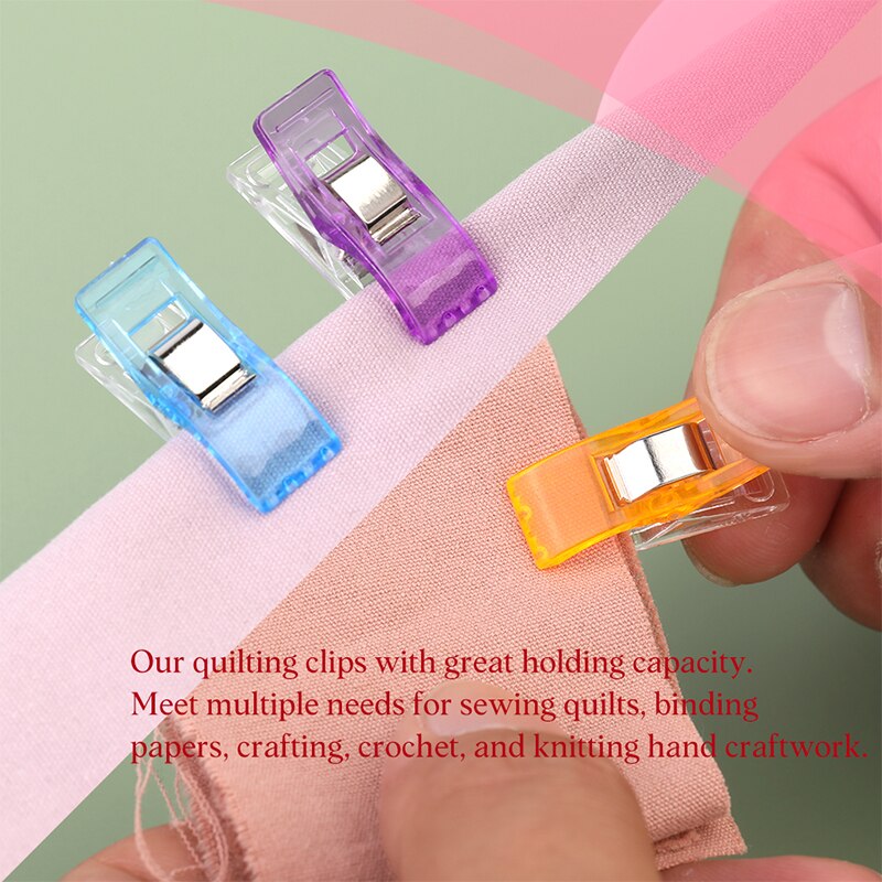 MIUSIE 20 Pcs Multicolor Plastic Clips Patchwork Hemming Clips Fabric Clamps Household Sewing Accessories Set