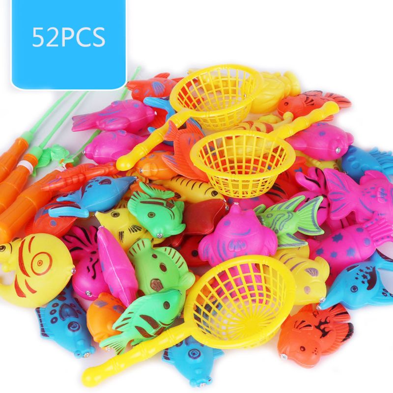 Premium Speelgoed Set 30/52 Pcs Magnetische Vissen Speelgoed Plastic Vis Hengel Set Kinderen Spelen Water Game Educatief: 52pcs