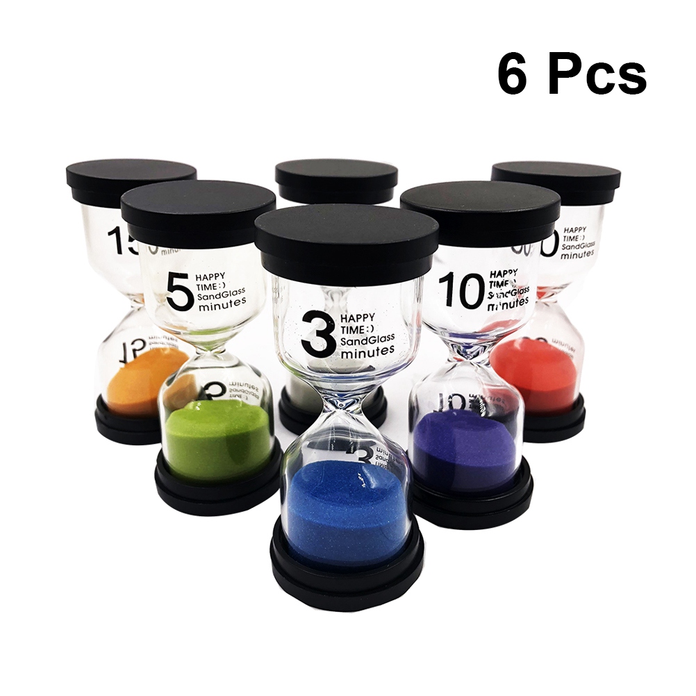 6 Stck Sanduhr einstellen Minuten Kompakte Sanduhr Timer Sand Uhr Dekoration Kunststoff Sanduhr Heimat Dekor Party Dekor freundlicher