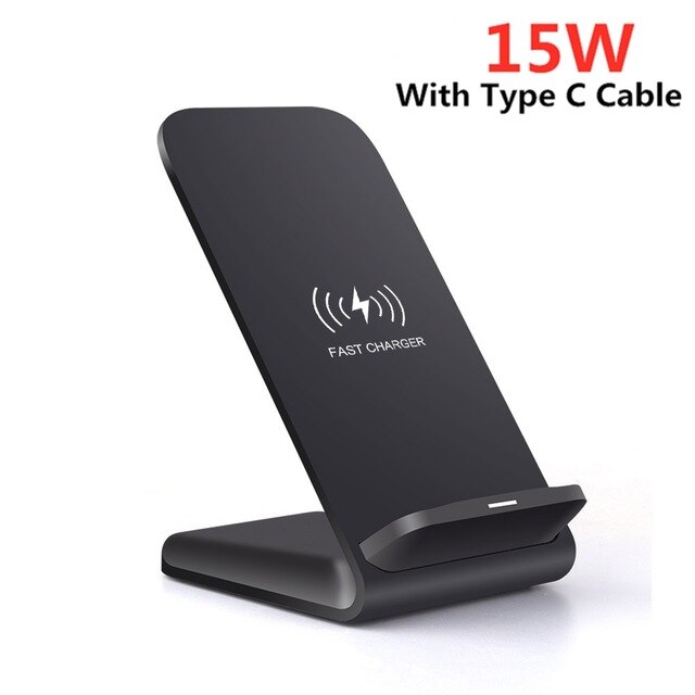 FDGAO 15W Qi Wireless Charger Stand Type C USB for iPhone SE 2 11 X XS 8 XR Samsung S20 S10 S9 Phone Fast Charging Dock Station: 15W Type C Stand