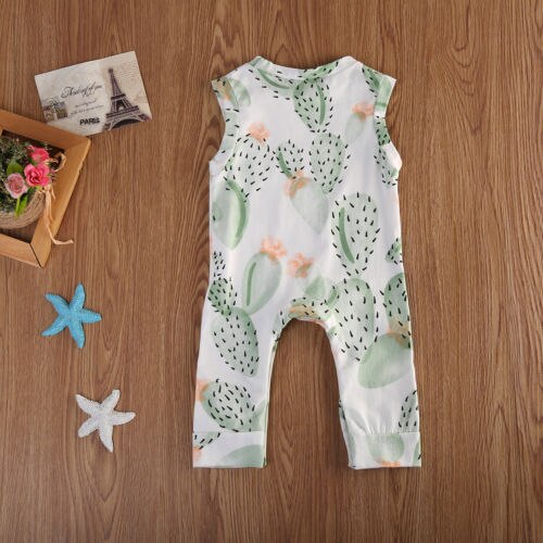 Baby Clothing Newborn Baby Kids Boys Girls cactus Romper Sleeveless Jumpsuit Cotton Outfit Set