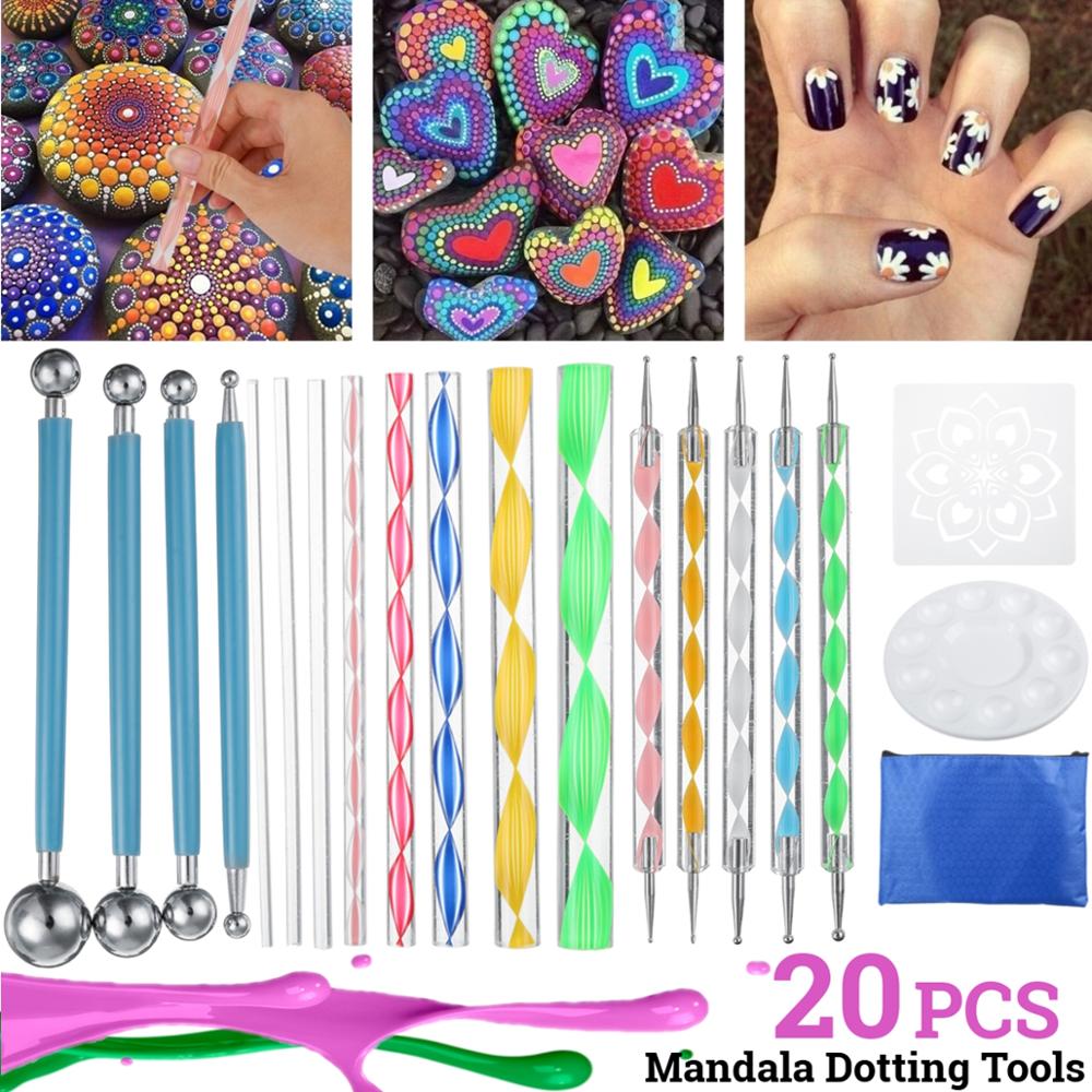 40Pcs Diy Puntjes Staven S Pennen Mandala Schilderen Puntjes Gereedschap Hout Rotsen Art Craft Tekening Nail Art Craft Decoratie handwerk: 20PCS