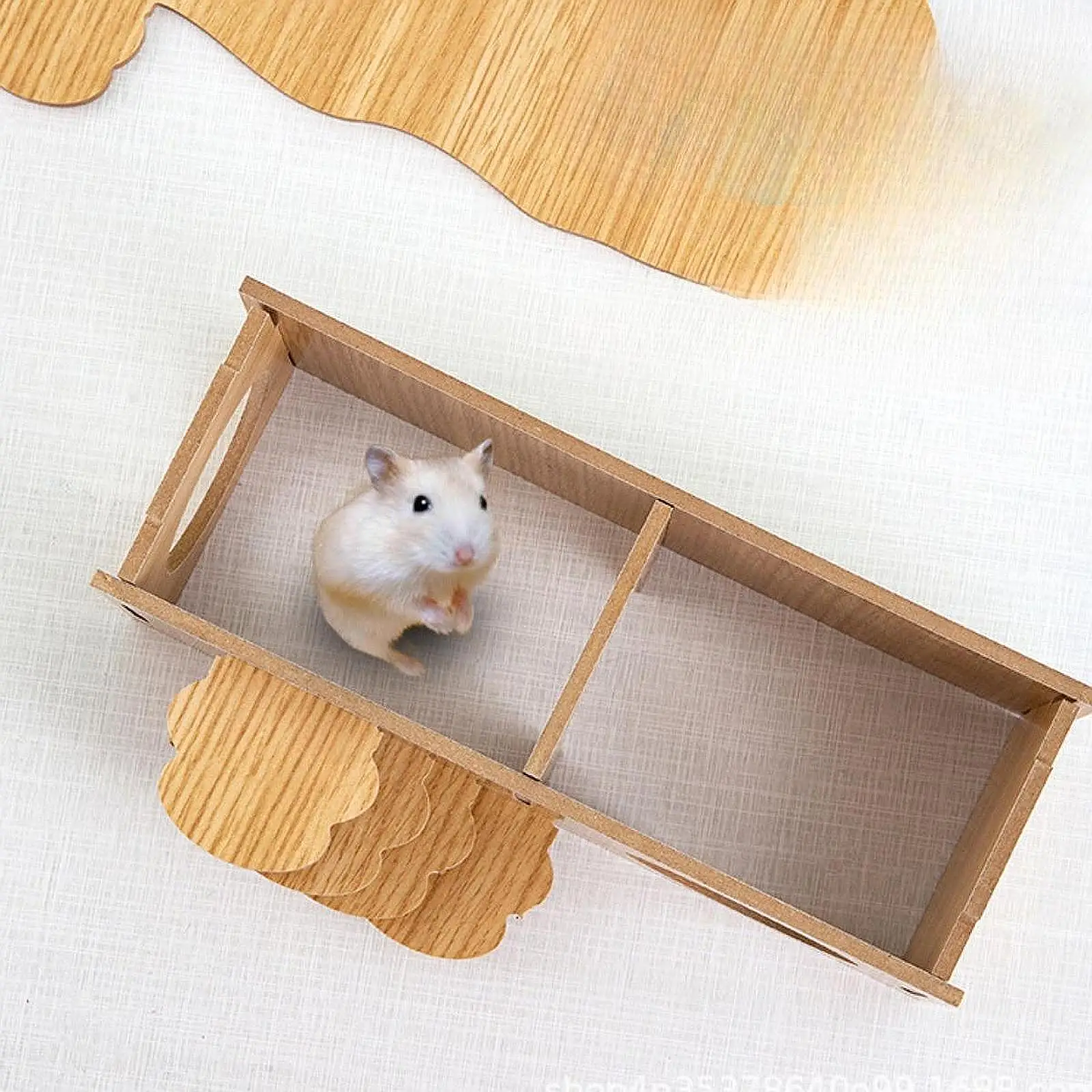 Washable Hamster Hideaway Wooden Hamster House with Climbing Ladder Small Pet Castle Home for Dwarf Mice Gerbils Small Pets