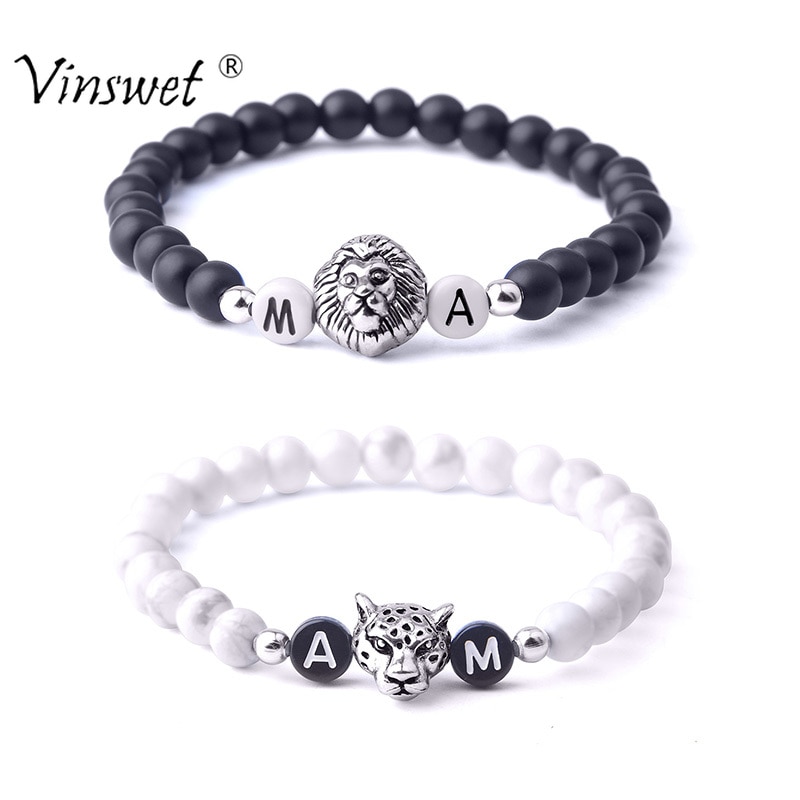 Par armbånd yin yang natursten sort onyx hvid turkis perler armbånd til kvinder mænd smykker pulseira feminin