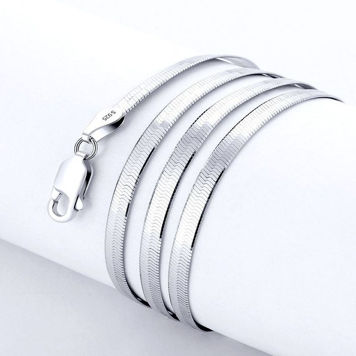 Collar de cadena de 4MM de Color plateado para mujer, joyería fina de lujo para parejas, cadena de hoja, de boda, Gargantilla para clavícula