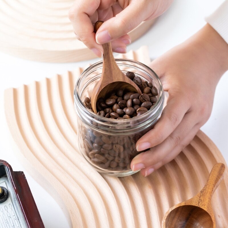 Round Coffee Scoop Wooden Measuring Spoon Measure Tea Scoops Water Ladle for Coffee Beans Ground Beans Tea Coffee Spoon