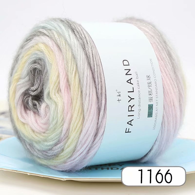 100g Rainbow Color Hand-woven Cotton Yarn Soft Crochet Thick Yarn For Hand Knitting Warm Sweater Sofa Cushion Scarf DIY: 1166