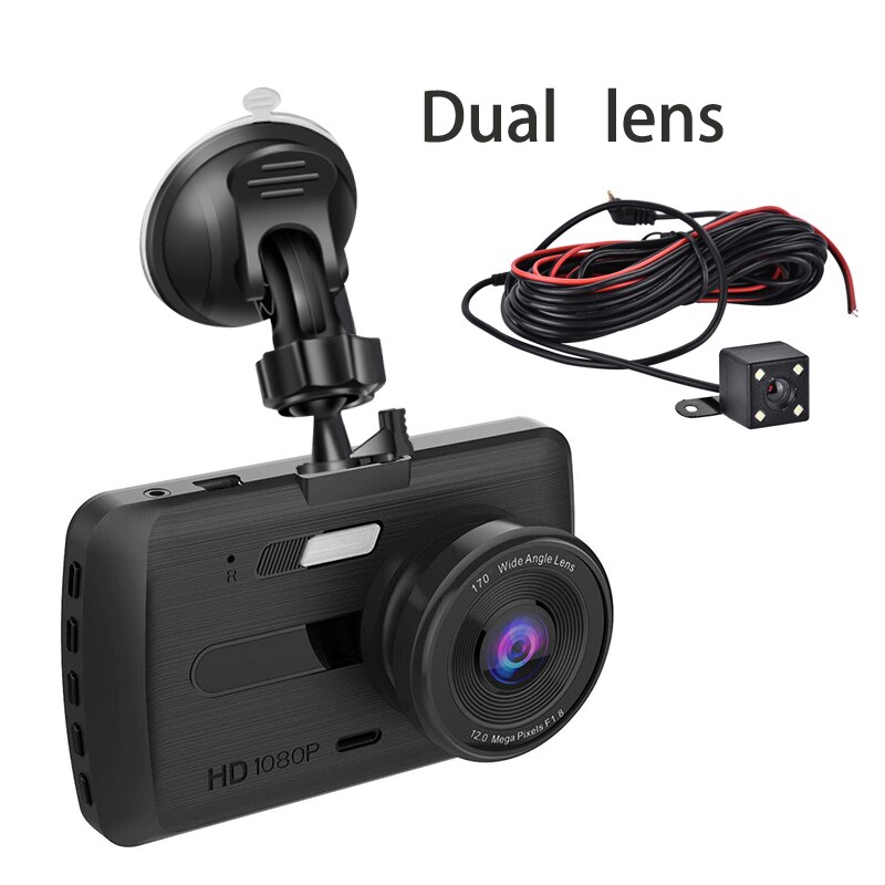 Fuld 1080p dash cam dvr dash kamera bil videooptager dvr kamera dashcam 170 ° vidvinkel loop optagelse nattesyn g-sensor: Med bagkamera / 32g