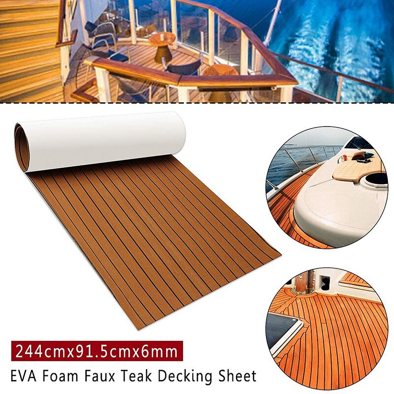 Plancher de bateau en mousse EVA, Imitation teck auto-adhésif, 2400x450mm, accessoires de Yacht