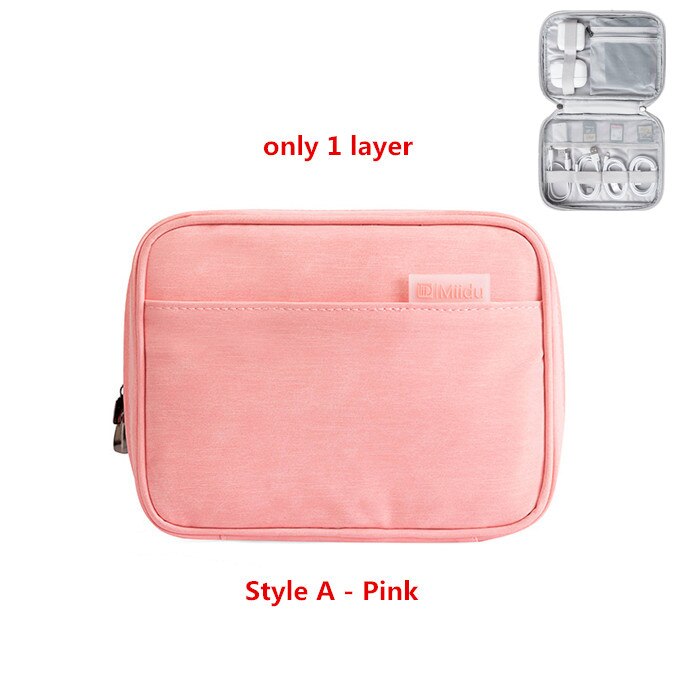 Travel Accessory Digital Bag Power Bank USB Charger Cable Earphone Storage Pouch Shockproof Electronic Organizer Package: A-Pink