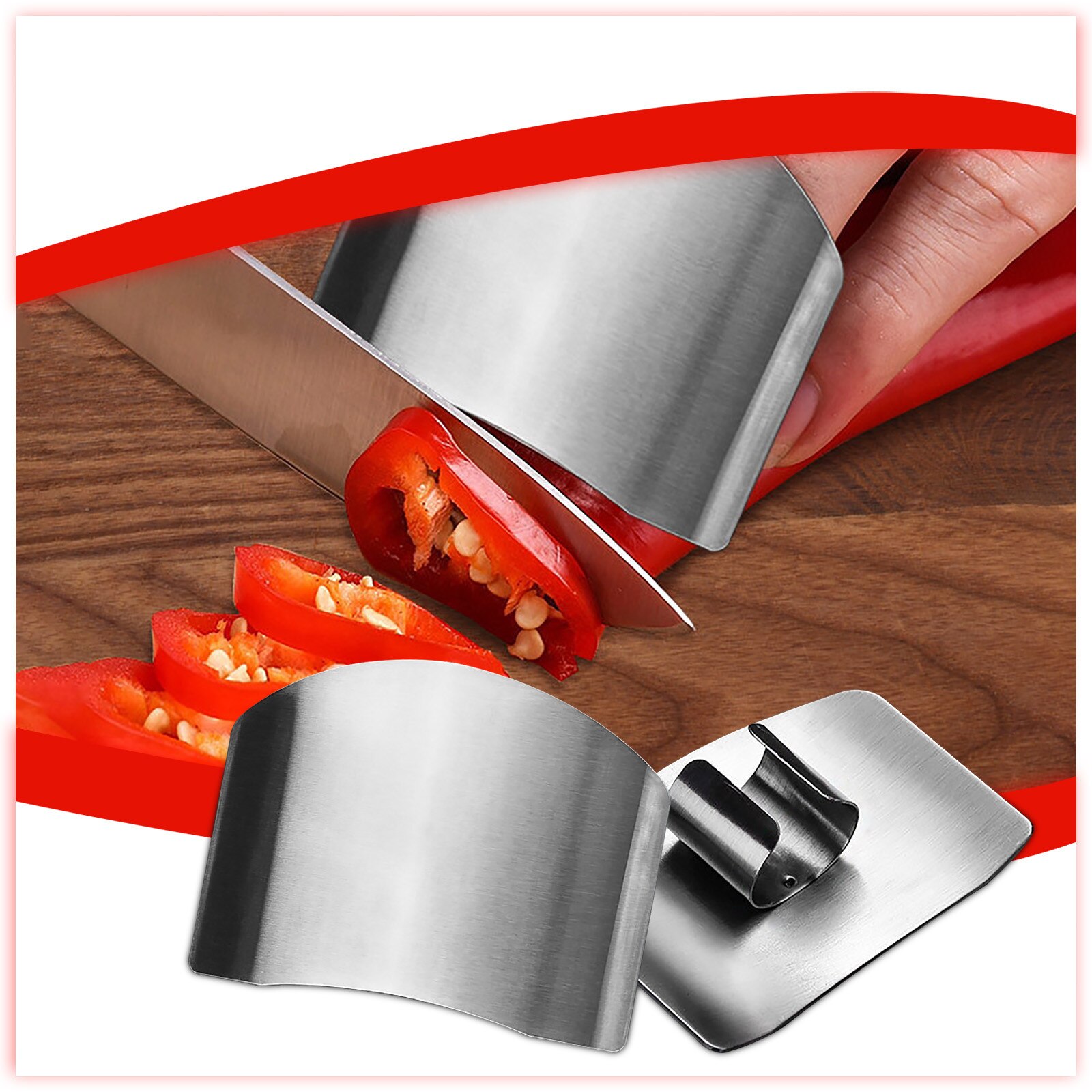 1 PC Stainless Steel Finger Guard Protect Hand Kitchen Gadgets Security Stainless Steel Multi-Purpose Safe Cutting Finge