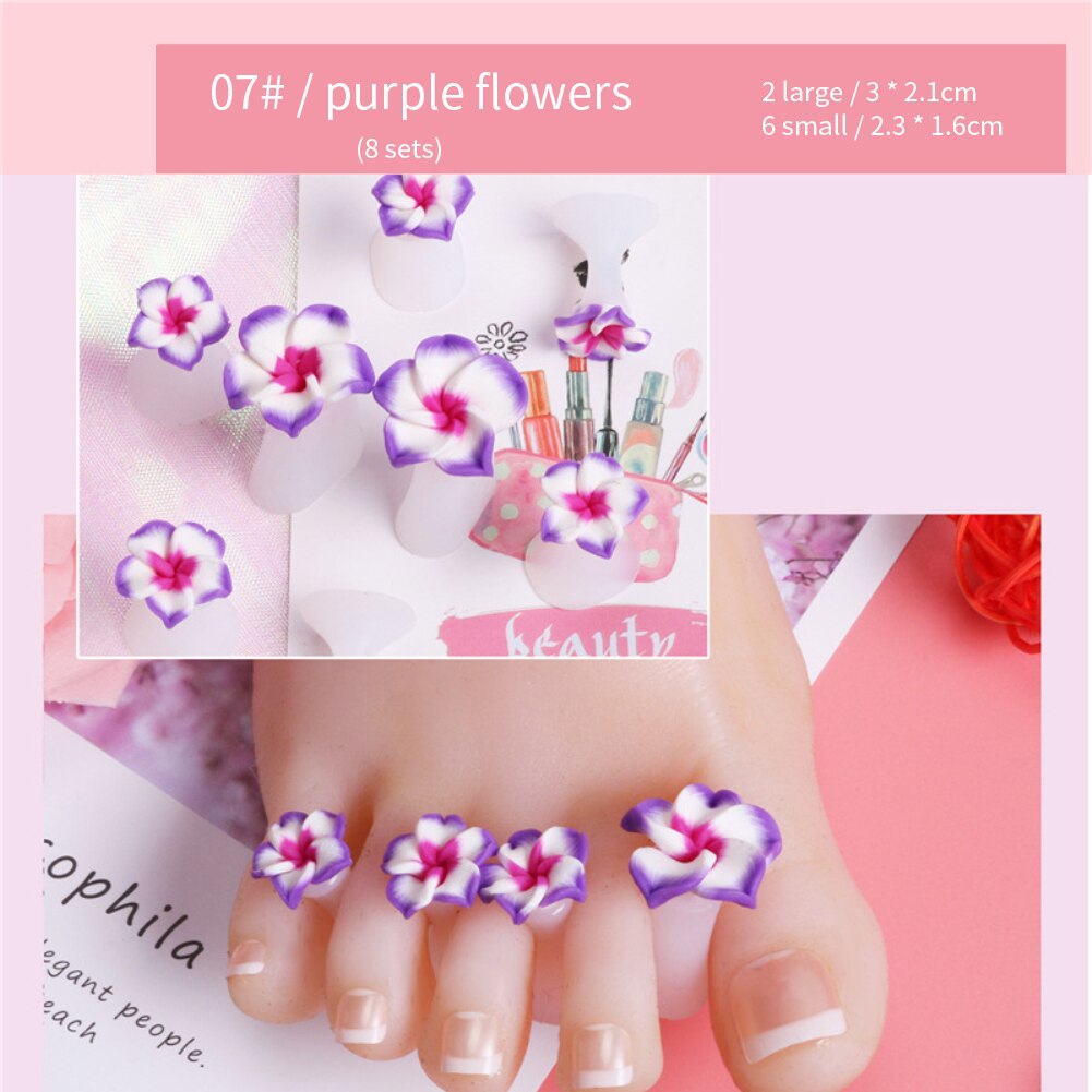 Separador de dedos del pie de silicona suave, herramienta de manicura para salón de pedicura, cuidado de uñas, accesorios de soporte de flores, 8 Uds.: Verde claro
