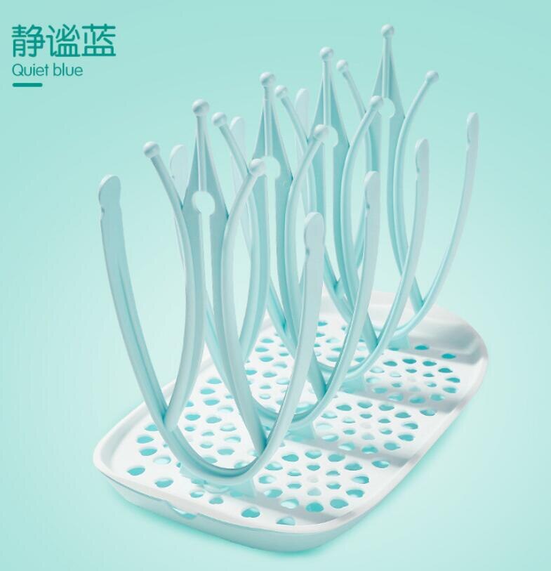 Secador de biberones para bebé, estante de secado de biberones sin BPA, soporte para biberones, escurridor, taza secadora: Quiet Blue