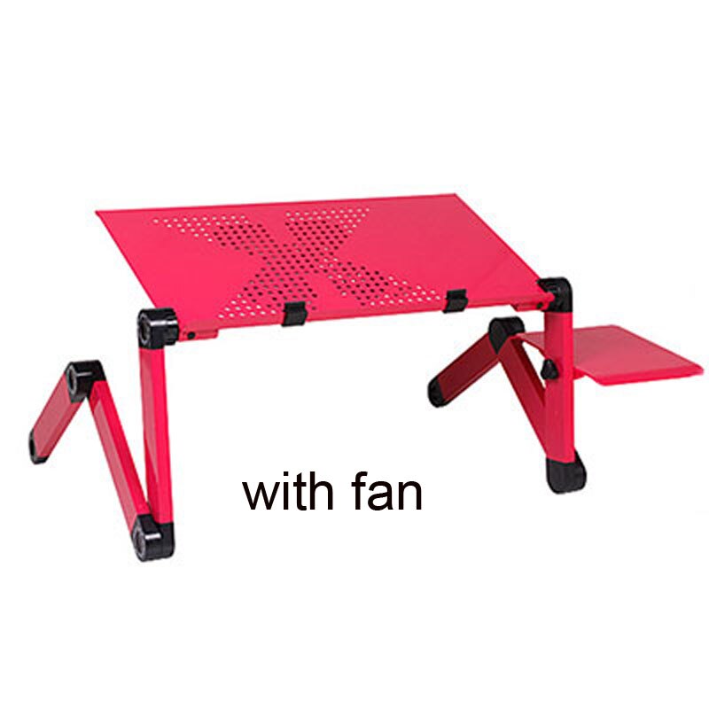 Justerbart lyftande laptop bord hopfällbart laptop skrivbord ergonomisk bärbar dator bricka pc bordsställ notebook stativ med fläkt: Röd med fläkt