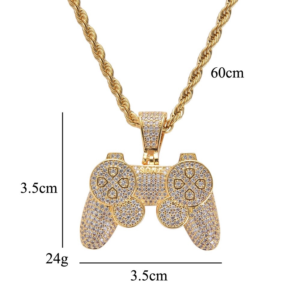 consolle di gioco Pendenti con Gemme E Perle ghiacciato fuori Catena Bling CZ Oro degli uomini di colore Argento anca salto Roccia Collana di Gioielli per Bambini Ragazzo