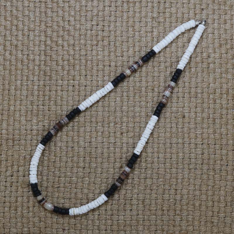 Vintage Rustieke Mannen Kralen Ketting Natuurlijke India Onyx Kokosnoot Ketting Voor Mannen Tribal Sieraden Beste Vriend SU-07: Black