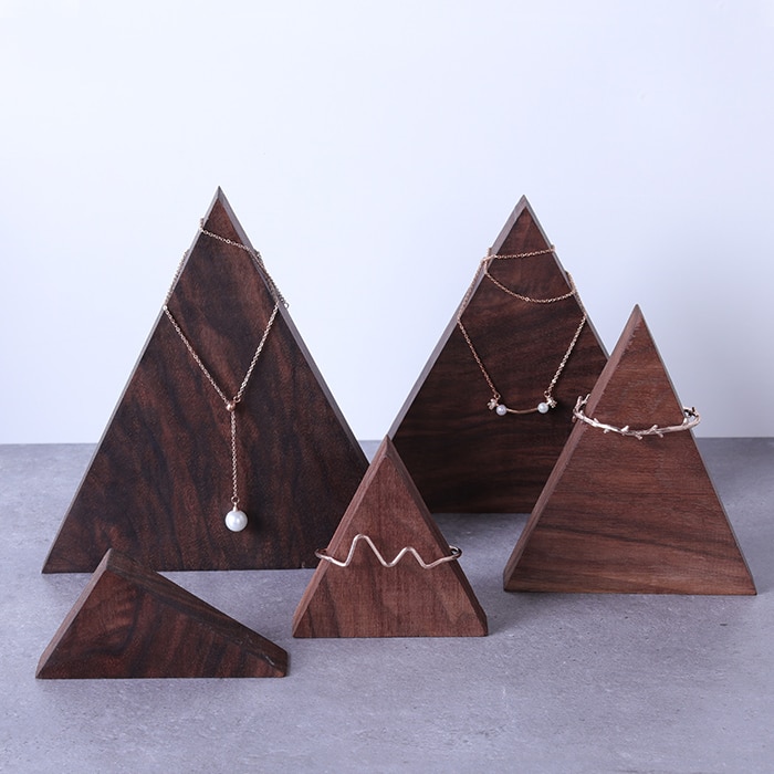 Black Walnut Triangle Bracelets Bangle Display Holder Jewelry Display Blocks Earrings Ring Pendant Showcase