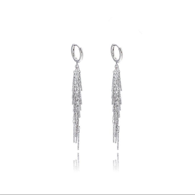 Glanzende lange oorbellen met kwastjes en glitter voor dames, lange oorbellen met kettinghangers, perfect als sieraden voor bruiloften en feestjes.