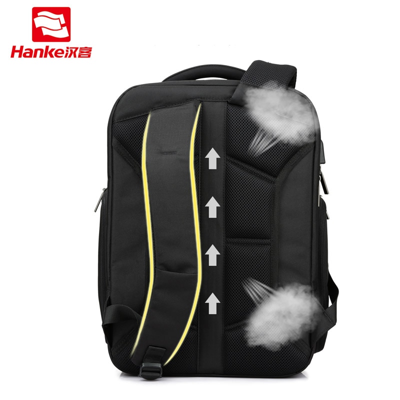 Hanke mochila de negocios para hombre, mochila para ordenador portátil, mochila de viaje RFID negra resistente al agua 17 19 pulgadas, multifuncional H6770