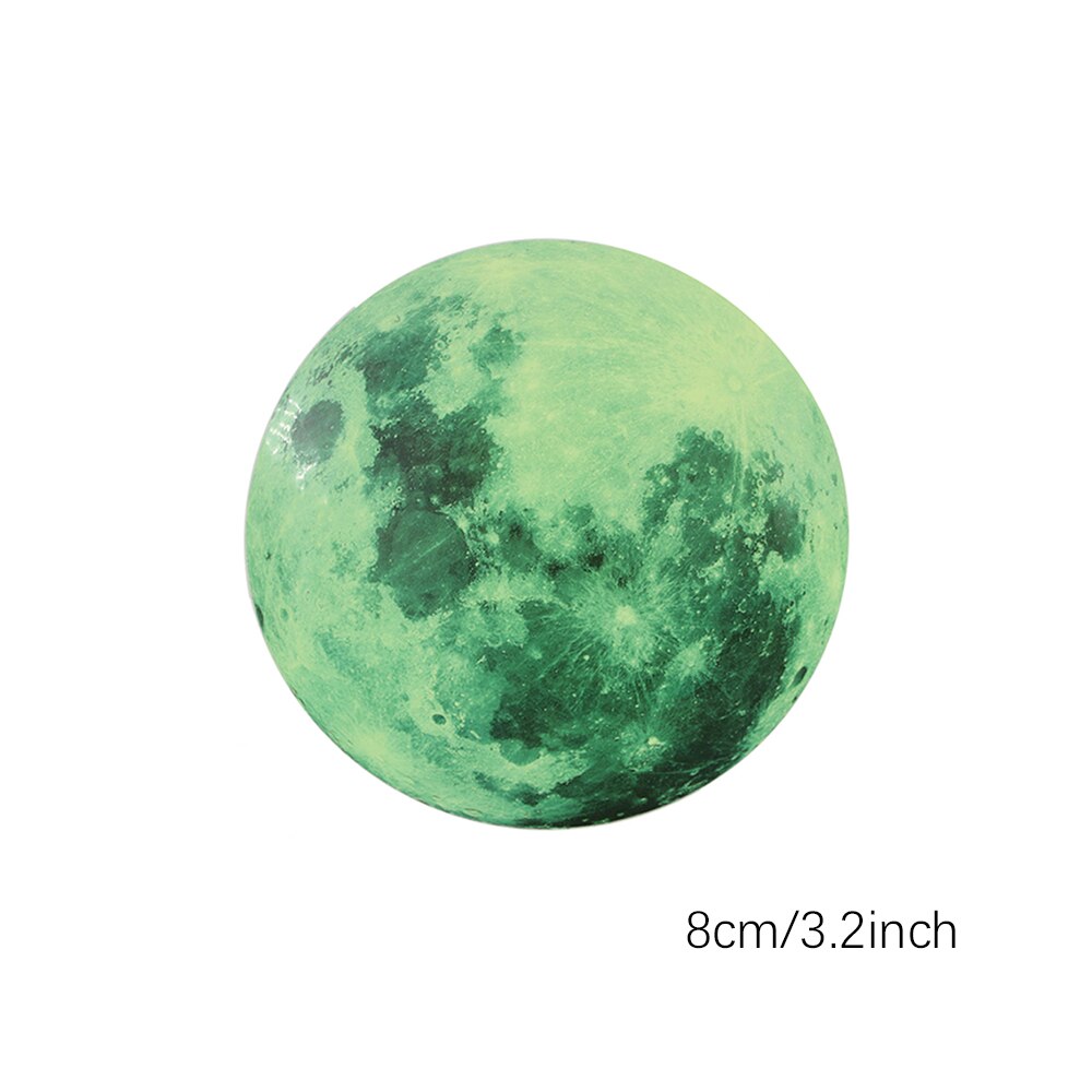 Moon Fluorescent Sticker 8/12/20/30cm Diy 3D Moon Earth Wall Sticker Kids Room Decoration Home Decor: Moon 1 Piece-8CM