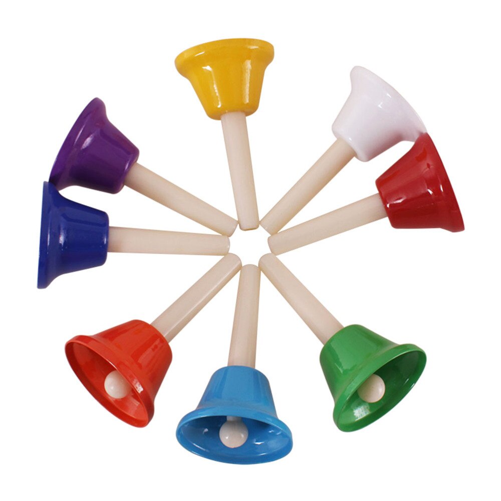 8pcs School Kids Hand Bells Funny Octave Percussion Instrument Rattle