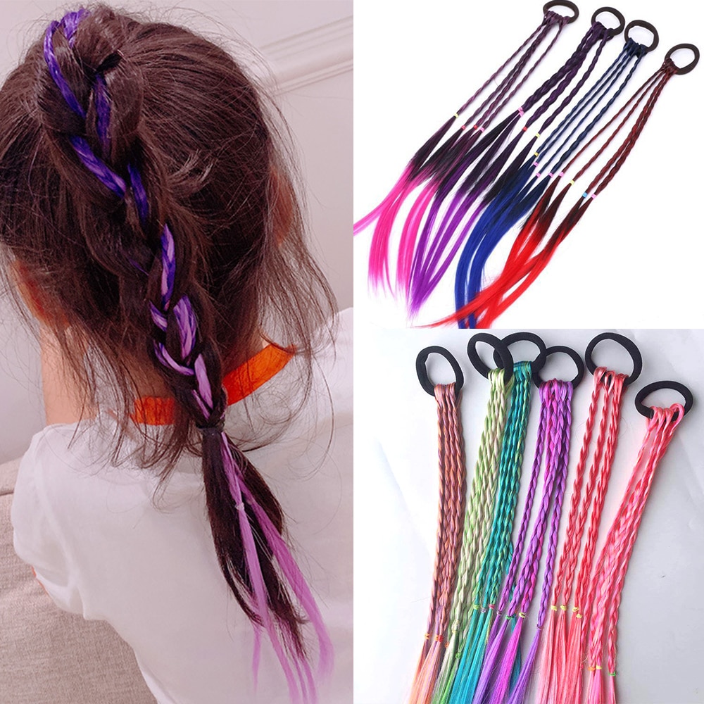 Headband Girls Twist Braid Rope Simple Rubber Band Hair Accessories Kids Wig Hair Band With Wig Colorful Wig Styling Headdress