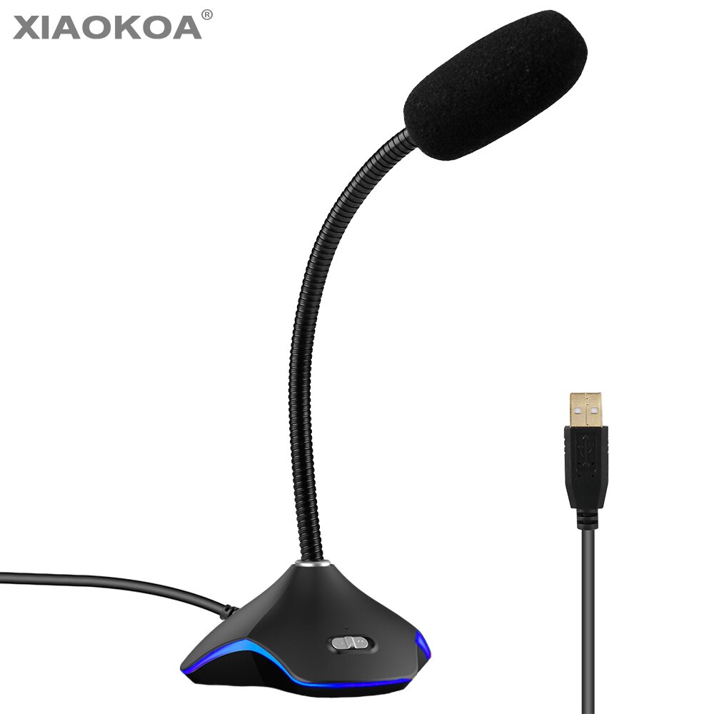 XIAOKOA CK Flexible USB Condenser Microphone for Computer With led light for Recording Gaming Chatting computer microphones: Default Title