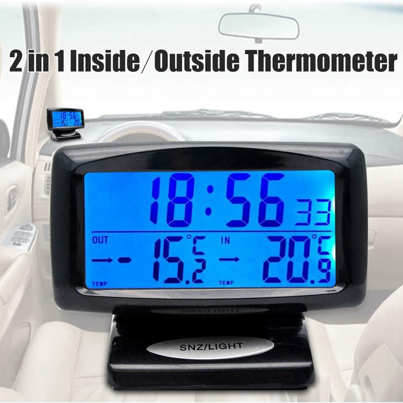 Portable 2 in 1 Car Auto Thermometer Clock LCD Dis... Grandado