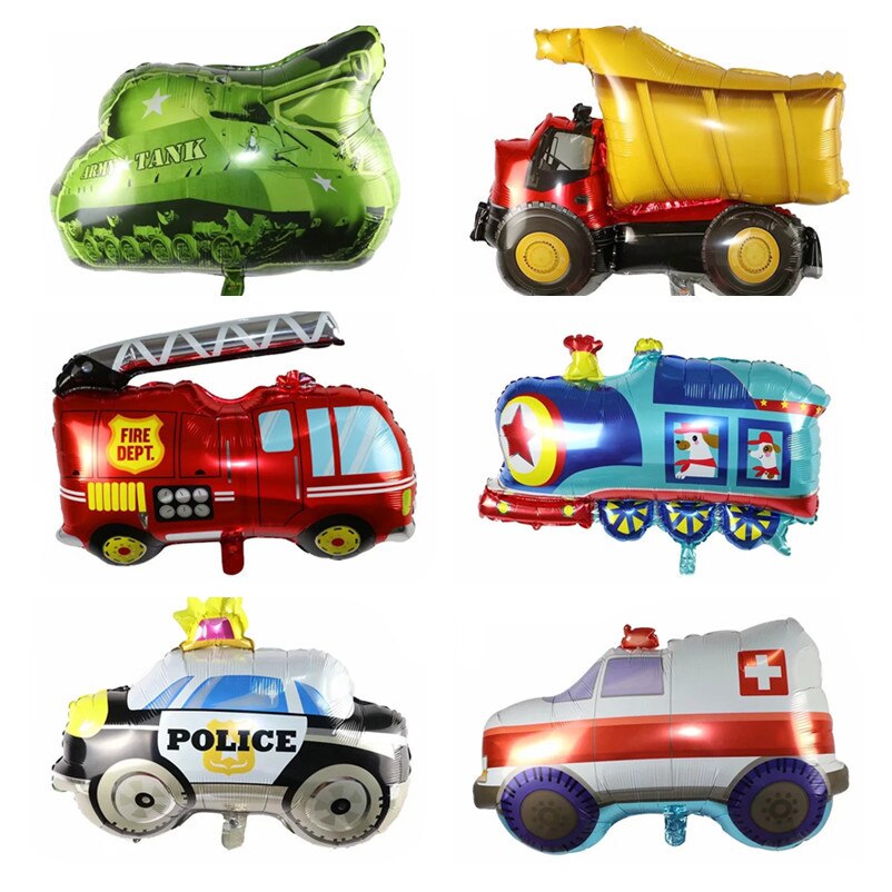Bricolage dessin animé voiture ballons camion de pompier voiture Train feuille ballon Ambulance Globos enfants fête d'anniversaire décorations enfants balles