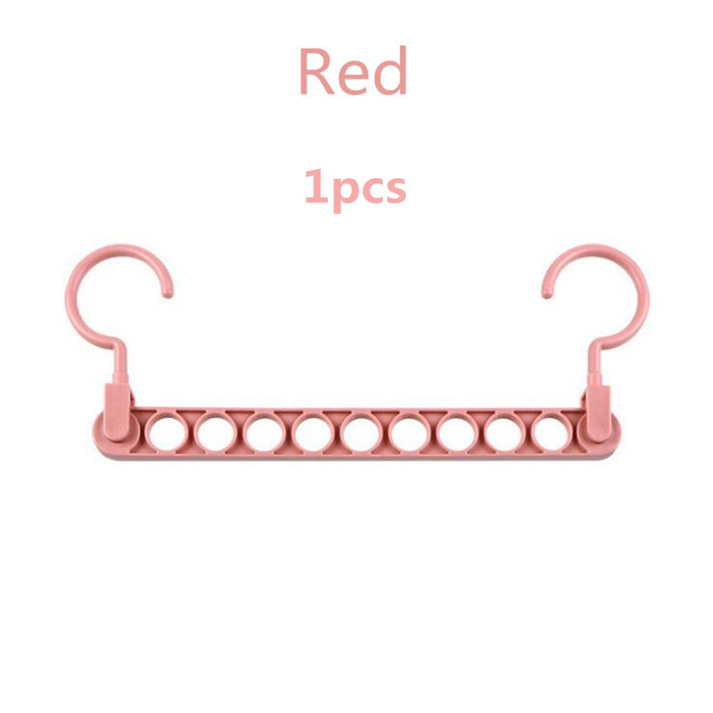 Magic 9-hole Support Circle Clothes Hanger Clothes Drying Rack Multifunction Plastic clothes rack Home Storage folding Hangers: red Style 3