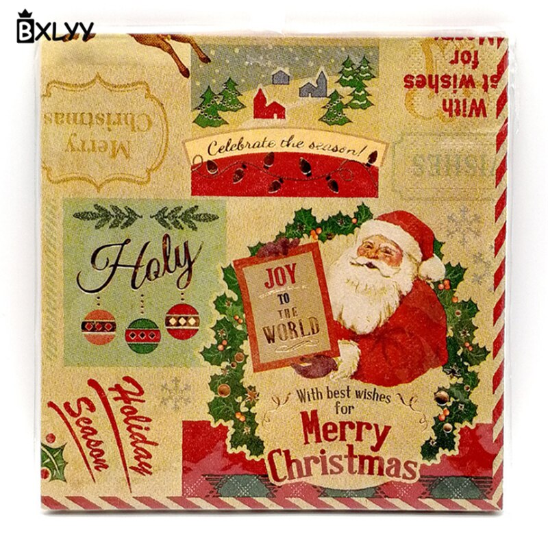 BXLYY Kerst Dubbeldekker Afdrukken Papieren Handdoek Kerst Decoratie Feestartikelen Home Decoratie Accessoires Baby Shower.7: a12pc