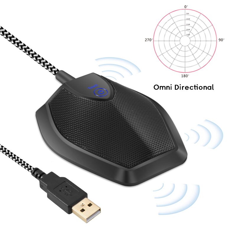 USB Conference Microphone Table Top Desktop Computer Mikrofon Desktop Conference Condenser Microphone With LED Indicator