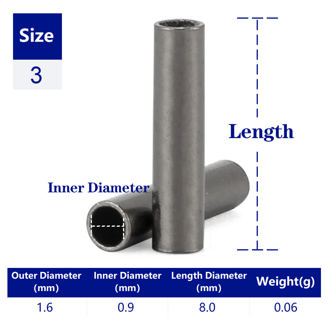FishTrip Fishing Crimp Sleeves Brass Copper High Strength Corrosion Resistant Single Double Connector Terminal Tackle