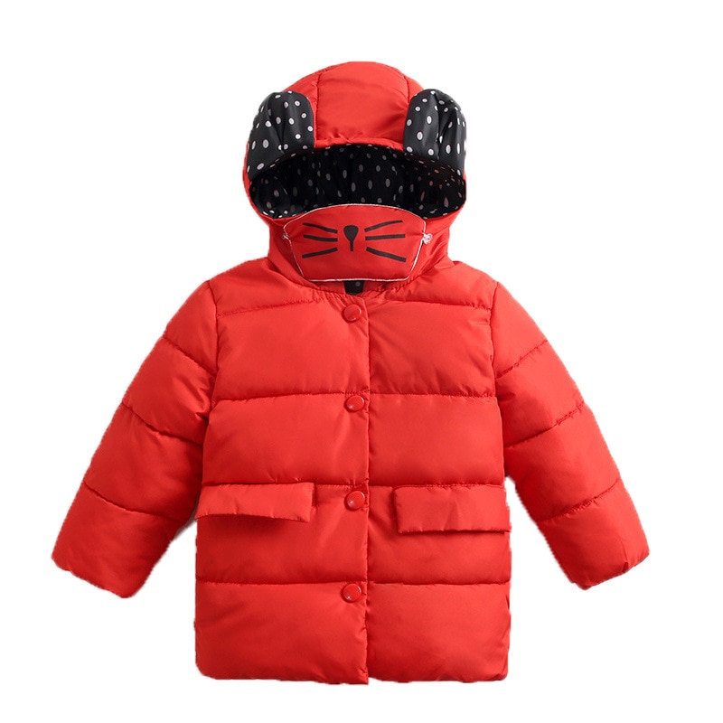 Kinderen Beneden Gewatteerde Jas Herfst Winter Lange Mouwen Cartoon Kleding Met Hooded Kid Warme Beneden Katoenen Jas uitloper
