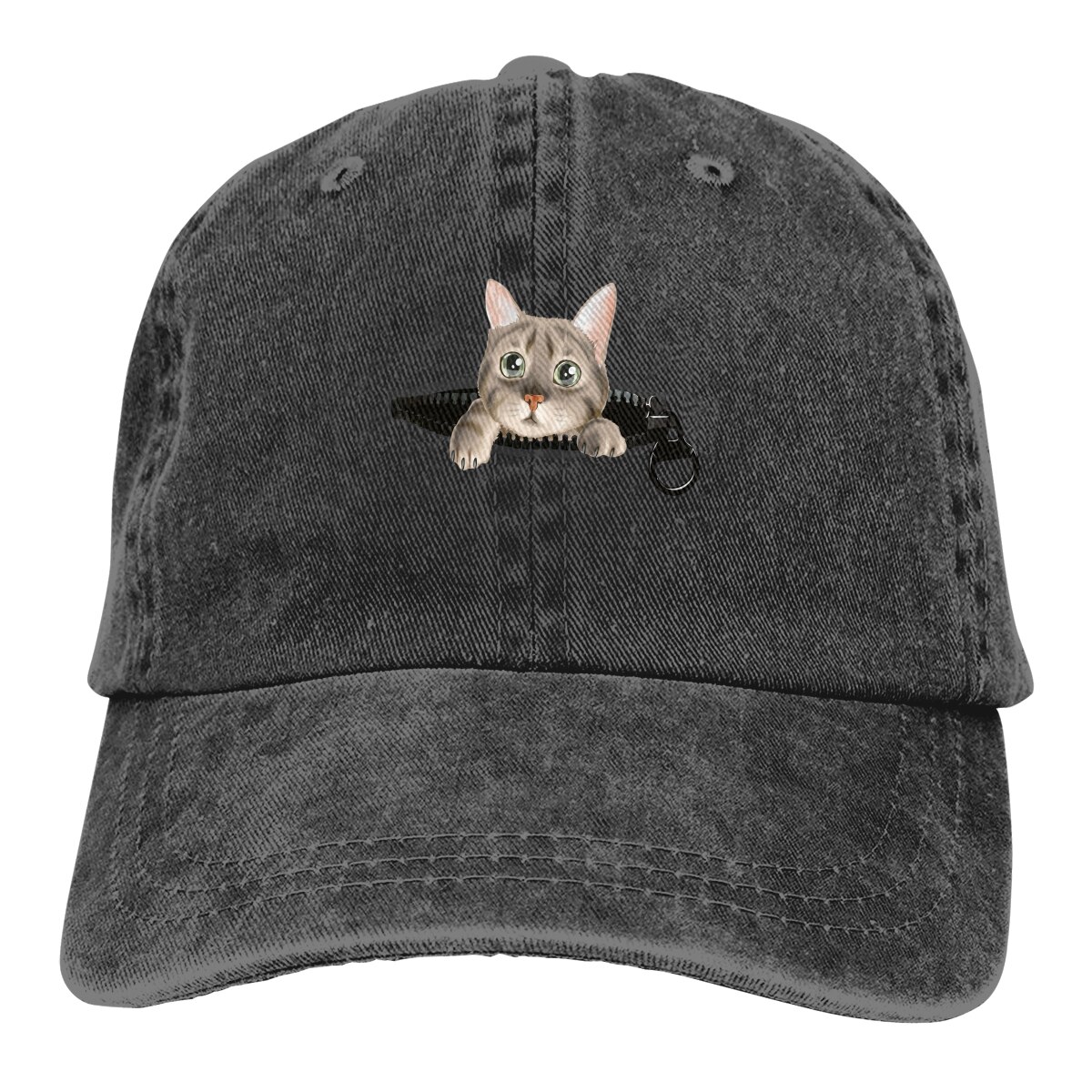 Cute Cat In Zip Pocket Retro Baseball Cap Cowboy Hat Fitted Cap Snapback Hat for Men Women Casual Cap Sun Hat Outdoor Cap: black