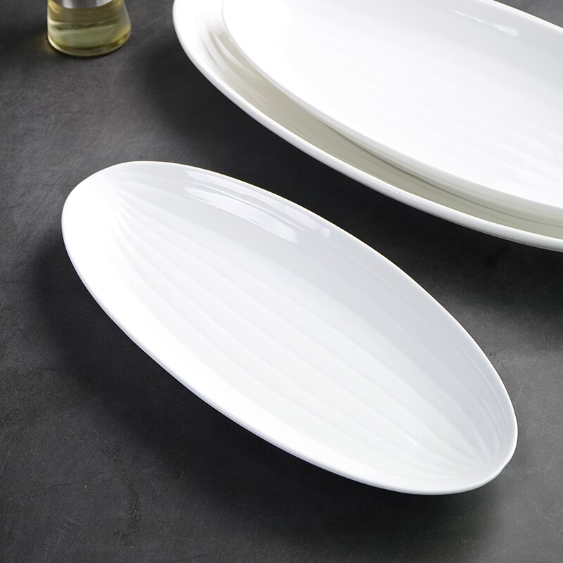 Western food hotel fish plate Olive oval long plate Japanese sushi sashimi Korean dinner plate Fish plate ceramic plate