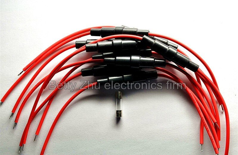 100 stks/partij 5-20mm zekeringhouder met kabel/zekering zekeringhouder behuizing 0.75 dikke lijnen vol koper 5*20mm