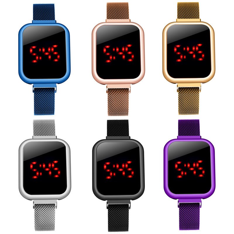 Women Magnet Watchband Wristwatch Touch Screen LED Digital Sports Watch Women Electronic Watches
