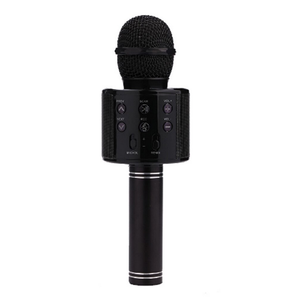 WS858L Portable Bluetooth Karaoke Microphone LED Studio Record Wireless Mic Speaker for Music Playing Singing: Black