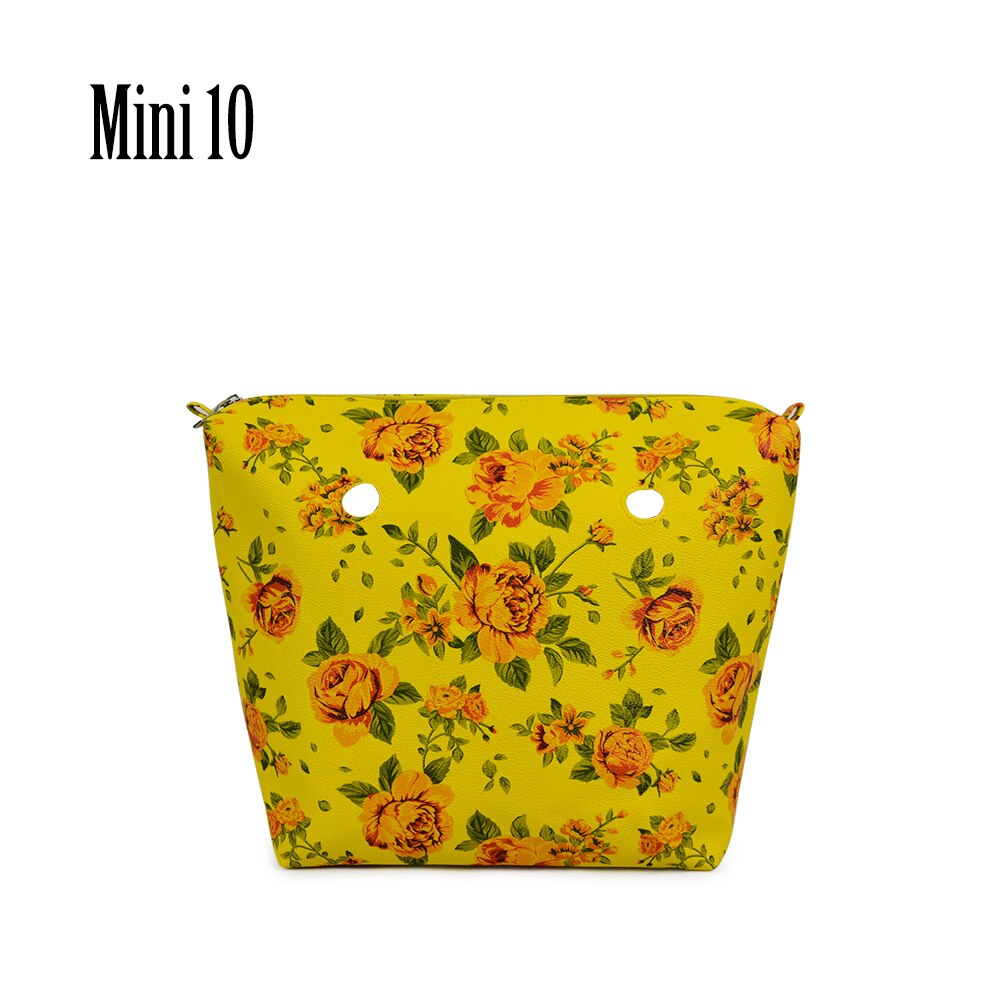 Inner Zipper Pocket Floral PU Leather Lining Waterproof Insert for Big Classic Mini Obag EVA O BAG Women Handbag: Mini 10